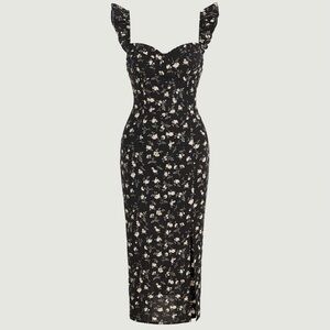 Floral Black Midi Dress